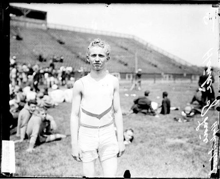 Lane High School athletic field Henke standing on an athletic field - Chicago Daily News, Inc.