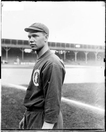 Baseball player, Zabel, Cubs, standing on the field at West Side Grounds - Chicago Daily News, Inc.