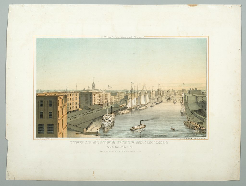 Clark and Wells Street bridges - Whitefield, Edwin, 1816-1892