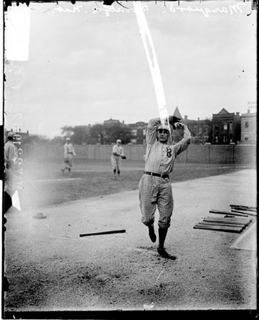Baseball player, Brooklyn, Marquard throwing ball on field at Weeghman Park - Chicago Daily News, Inc.