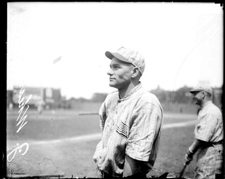Baseball player, Z. Wheat, Brooklyn Dodgers, standing in profile on the field at Weeghman Field - Chicago Daily News, Inc.