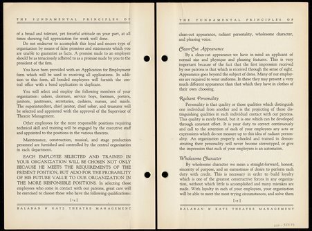 The Fundamental Principles of Balaban & Katz Theatre Management (p. 14-15) - Barney Balaban & Sam Katz