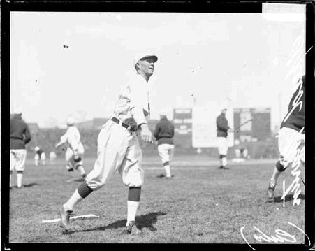 Baseball player Martin, Cubs, standing on the field at Weeghman Field - Chicago Daily News, Inc.