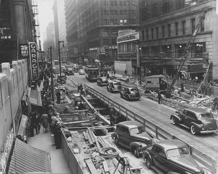 Subway construction on Dearborn Street