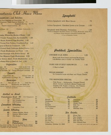 Page 3 of the Hawthorne Jockey Club menu