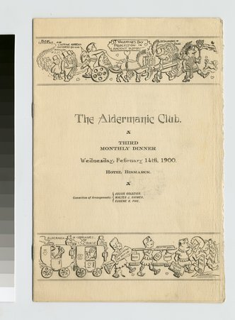 Front cover of menu for Aldermanic Club Third Monthly Dinner