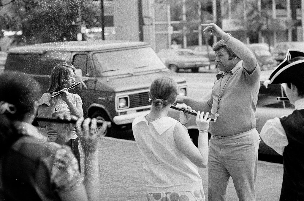 The Chicago Historical Society Fife and Drum Corps practices near the museum in preparation for a Fourth of July celebration - Chuck (Charles) Kirman for Chicago Sun-Times