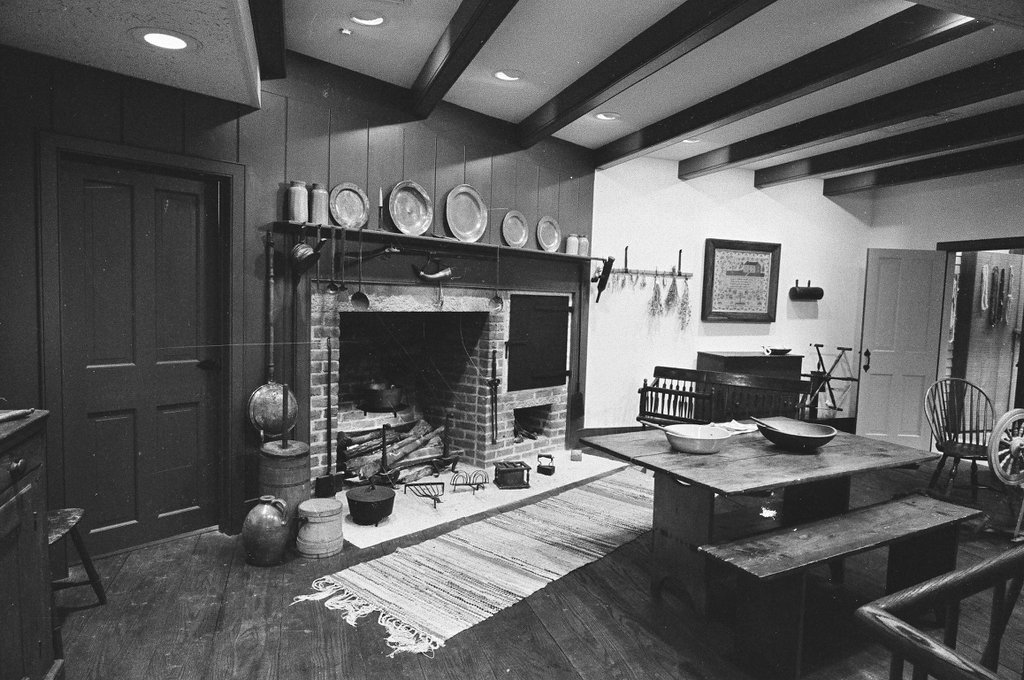 Photos capture pieces of the Chicago Historical Society costume collection and model pioneer cabin - Peters (Clarence or Pete) for Chicago Sun-Times