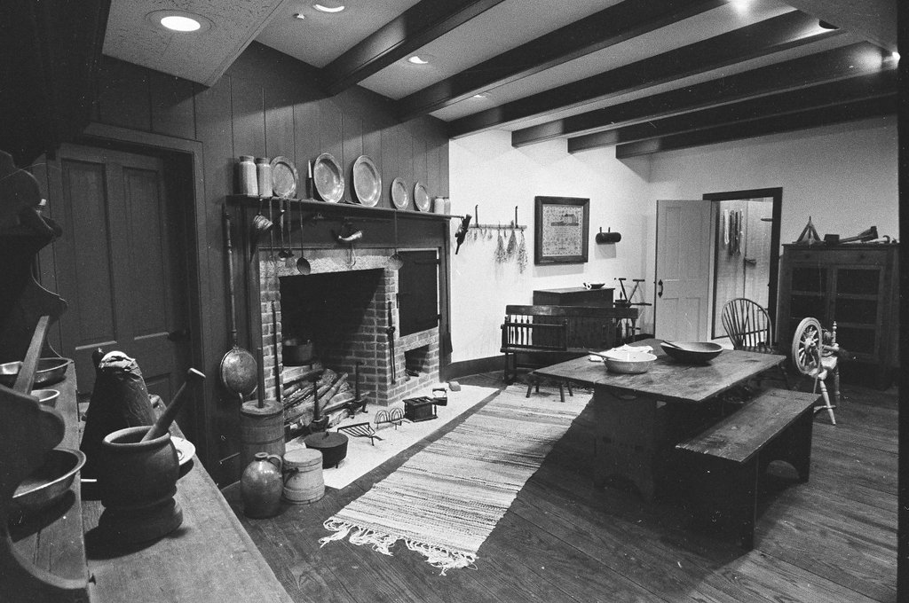 Photos capture pieces of the Chicago Historical Society costume collection and model pioneer cabin - Peters (Clarence or Pete) for Chicago Sun-Times