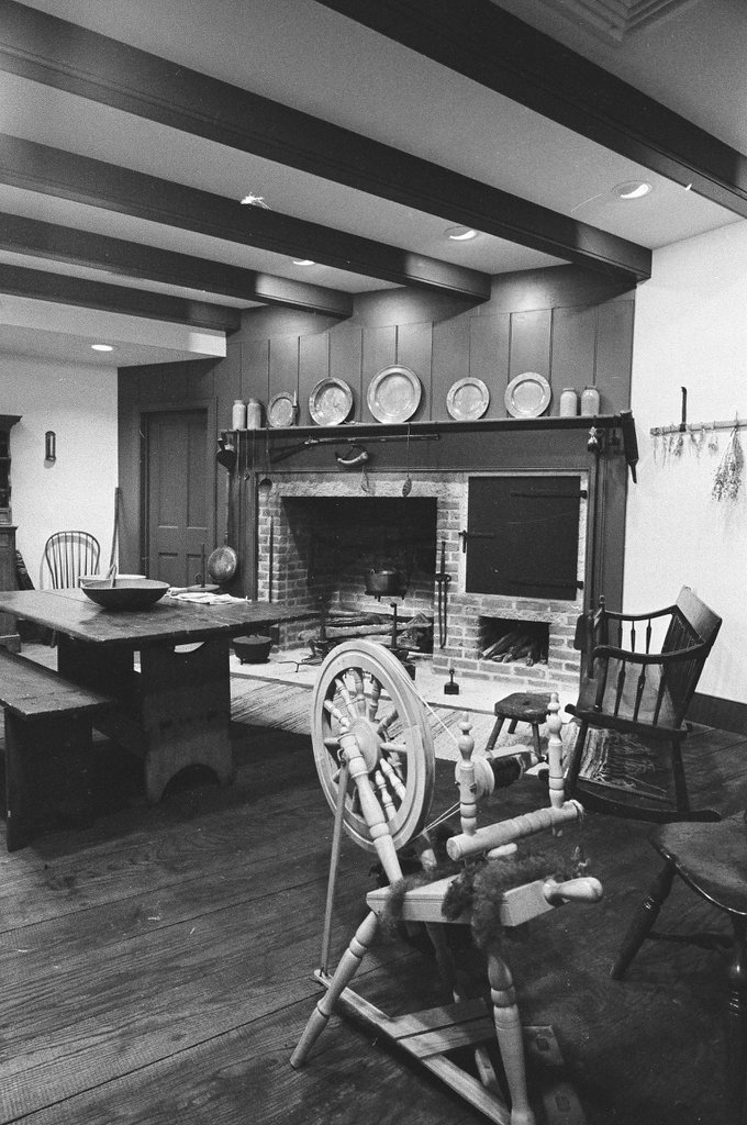 Photos capture pieces of the Chicago Historical Society costume collection and model pioneer cabin - Peters (Clarence or Pete) for Chicago Sun-Times
