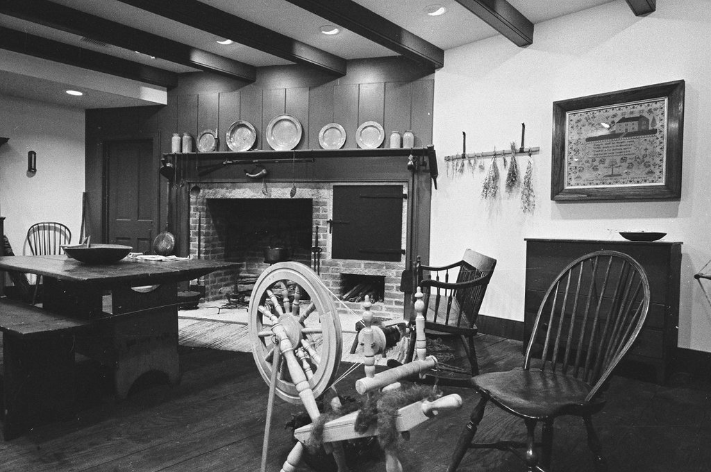 Photos capture pieces of the Chicago Historical Society costume collection and model pioneer cabin - Peters (Clarence or Pete) for Chicago Sun-Times