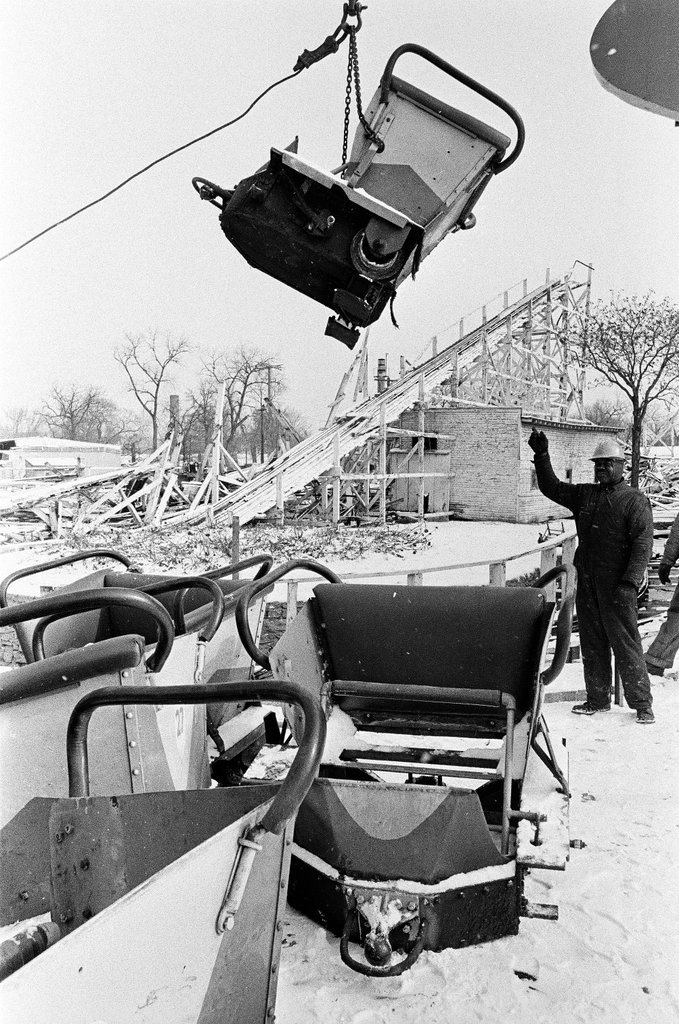 Roller coaster at Riverview Park being dismantled - Chicago Sun-Times