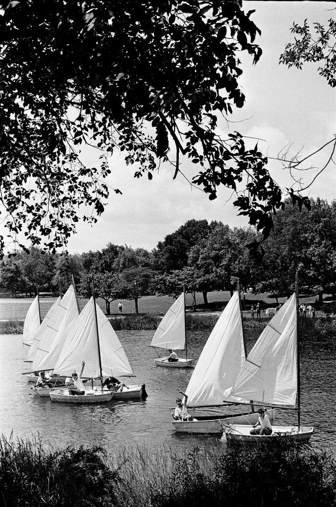 Kids sailing in Humboldt Park Lagoon - Chicago Sun-Times