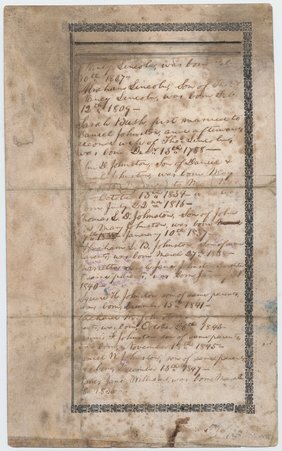 Recto of page 1 of Lincoln Family Bible pages - Lincoln, Abraham, 1809-1865