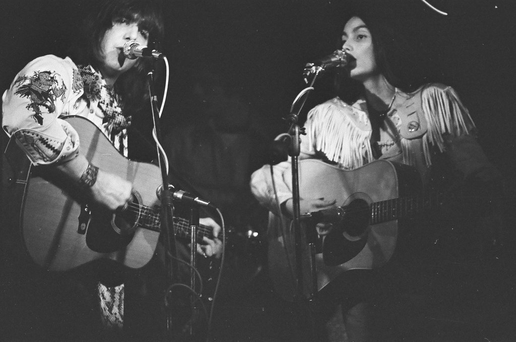 Gram Parsons and Emmylou Harris in concert - Joe Marino for Chicago Sun-Times