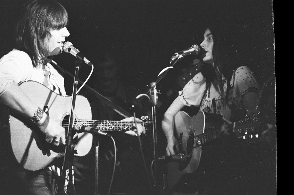 Gram Parsons and Emmylou Harris in concert - Joe Marino for Chicago Sun-Times