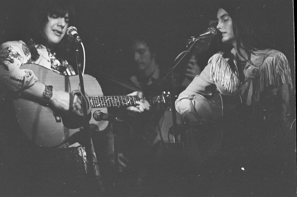 Gram Parsons and Emmylou Harris in concert - Joe Marino for Chicago Sun-Times