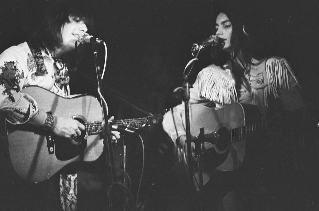 Gram Parsons and Emmylou Harris in concert - Joe Marino for Chicago Sun-Times