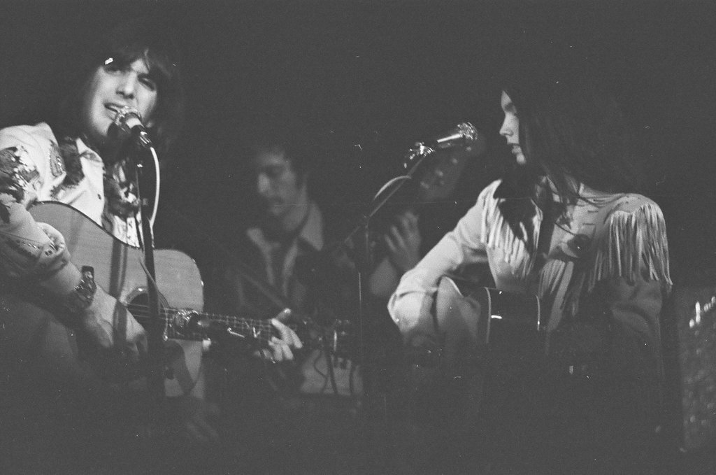 Gram Parsons and Emmylou Harris in concert - Joe Marino for Chicago Sun-Times