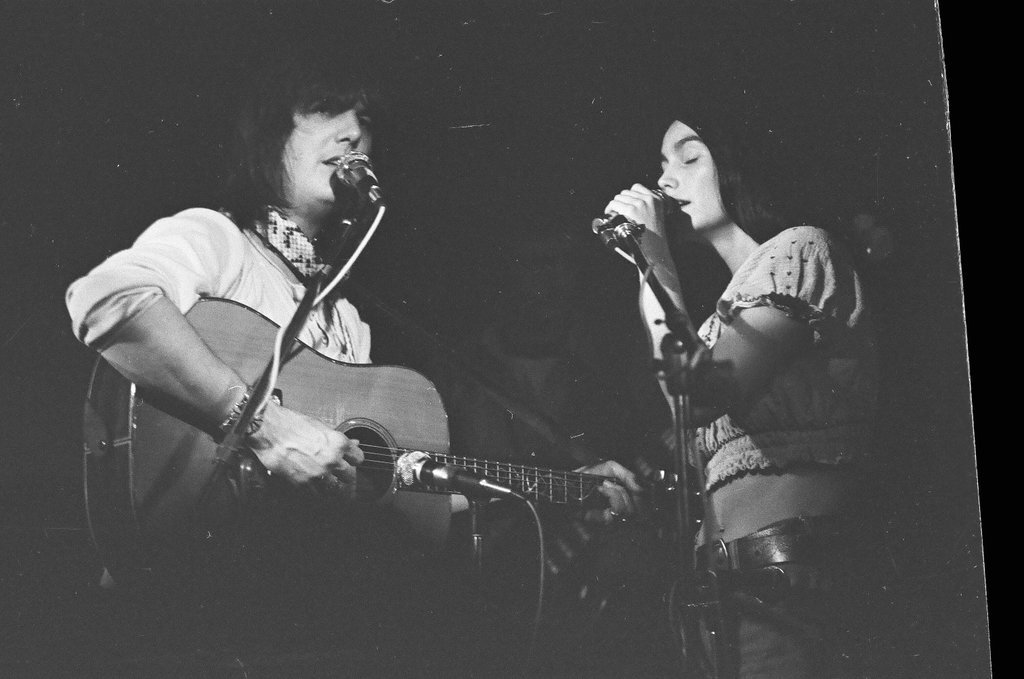 Gram Parsons and Emmylou Harris in concert - Joe Marino for Chicago Sun-Times