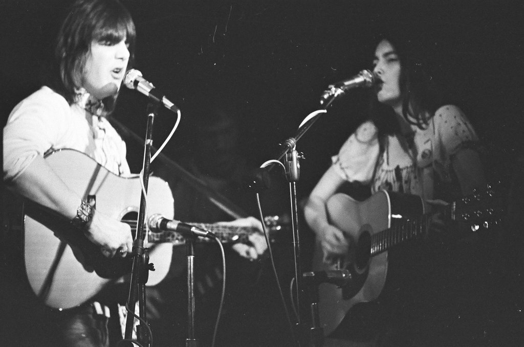Gram Parsons and Emmylou Harris in concert - Joe Marino for Chicago Sun-Times
