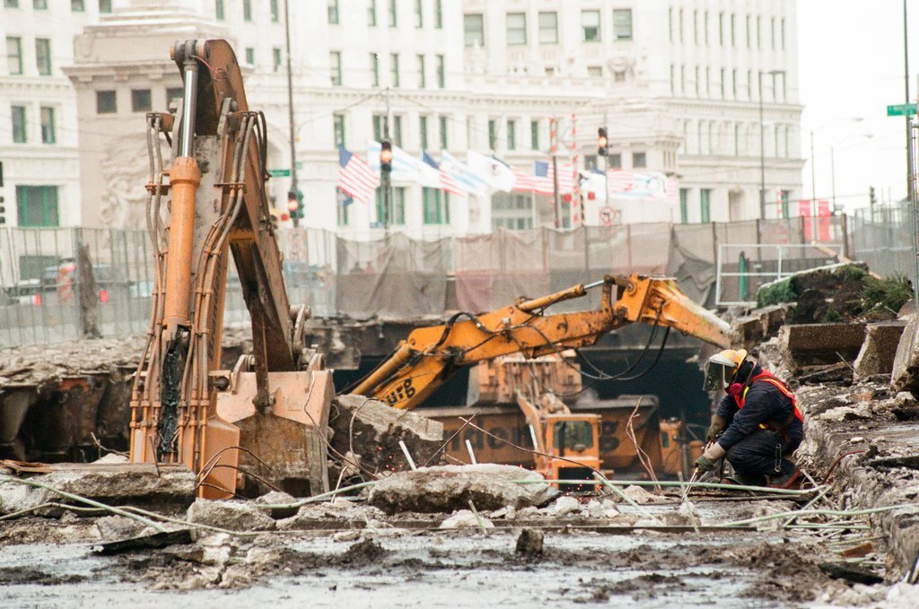 Michigan Avenue viaduct under construction - Chicago Sun-Times