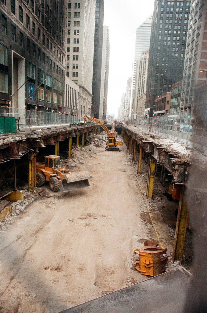 Michigan Avenue viaduct under construction - Chicago Sun-Times