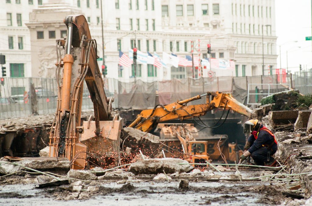 Michigan Avenue viaduct under construction - Chicago Sun-Times