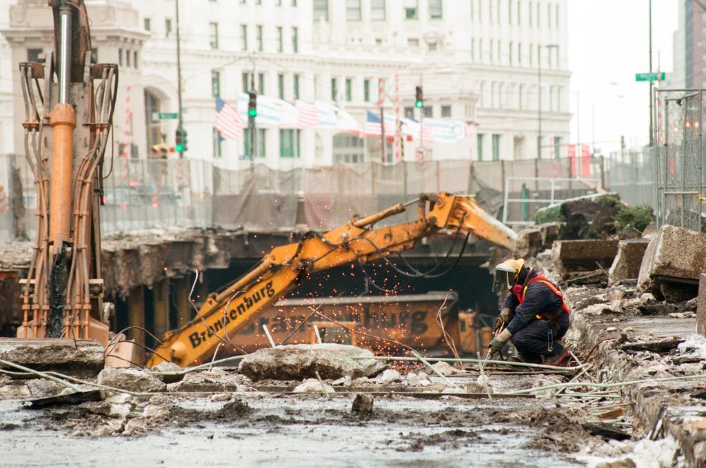 Michigan Avenue viaduct under construction - Chicago Sun-Times
