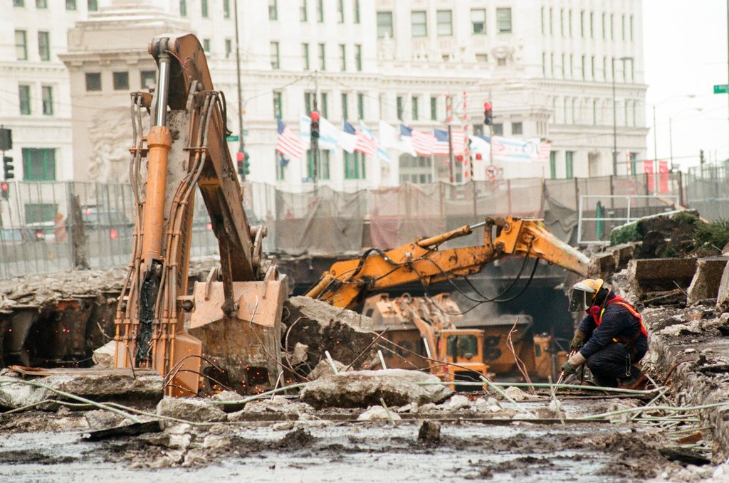 Michigan Avenue viaduct under construction - Chicago Sun-Times