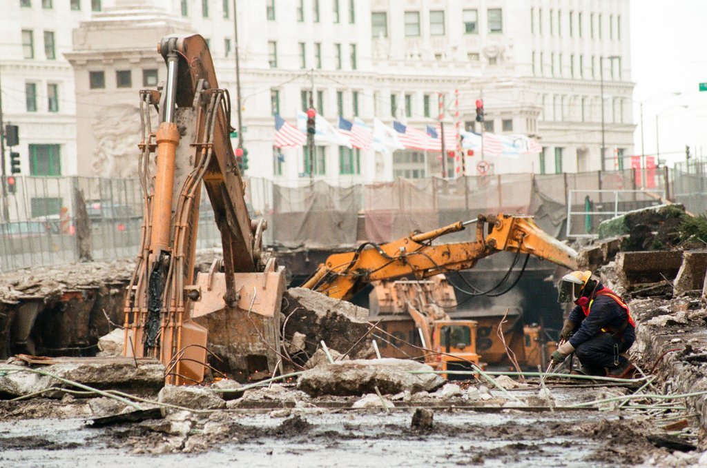 Michigan Avenue viaduct under construction - Chicago Sun-Times