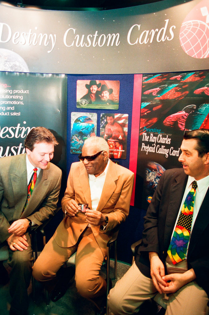 Ray Charles promoting braille phone card - Chicago Sun-Times