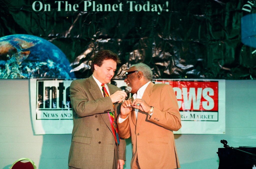 Ray Charles promoting braille phone card - Chicago Sun-Times