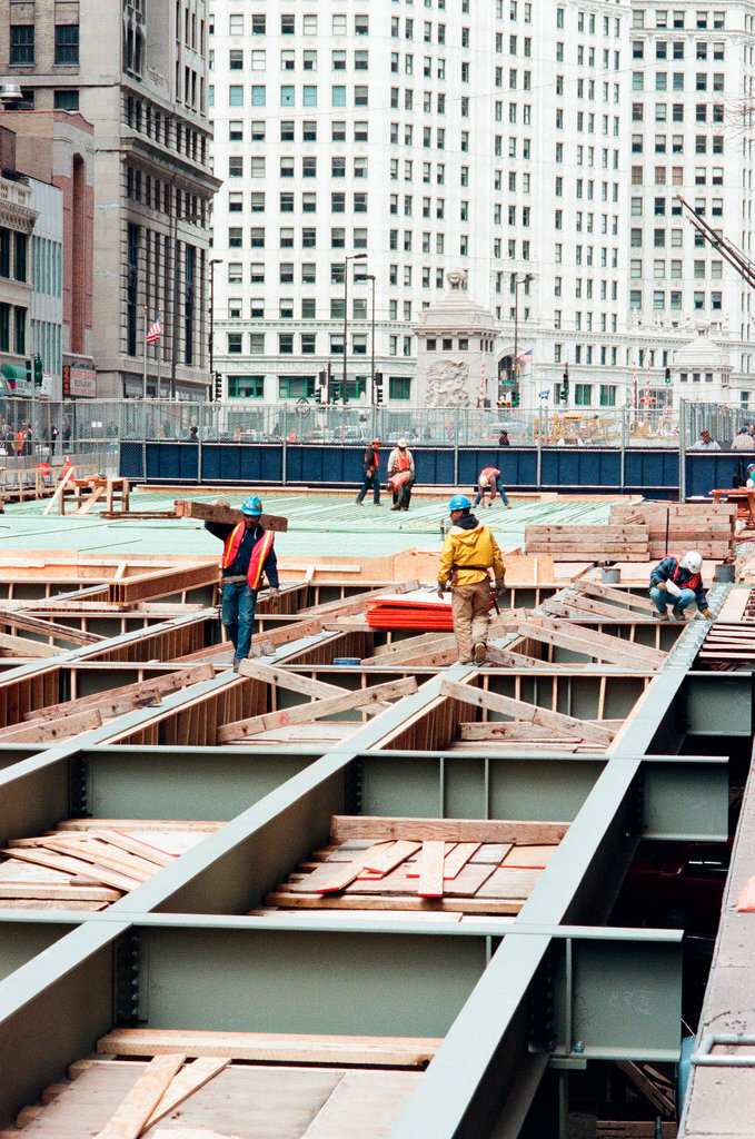Construction workers on Michigan Avenue - Chicago Sun-Times