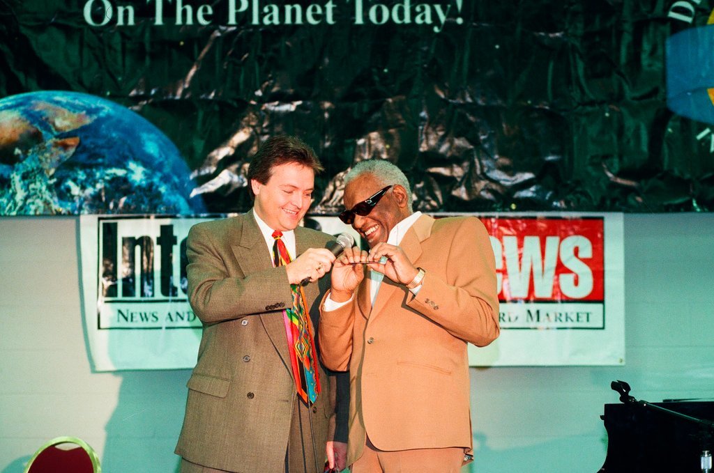 Ray Charles promoting braille phone card - Chicago Sun-Times