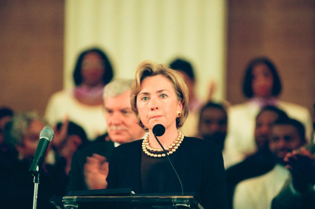Hillary Clinton and US Senator Carol Moseley-Braun - Chicago Sun-Times