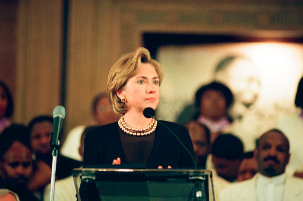 Hillary Clinton and US Senator Carol Moseley-Braun - Chicago Sun-Times