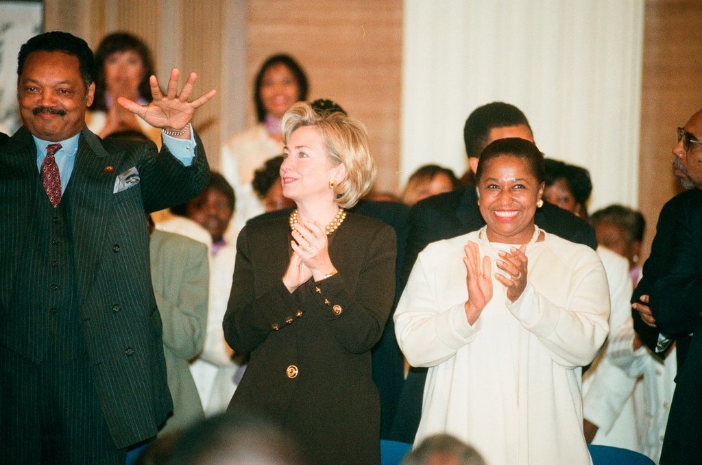 Hillary Clinton and US Senator Carol Moseley-Braun - Chicago Sun-Times
