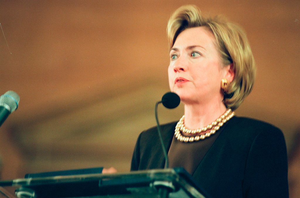 Hillary Clinton and US Senator Carol Moseley-Braun - Chicago Sun-Times