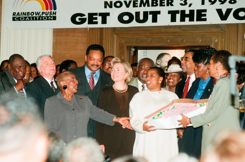 Hillary Clinton and US Senator Carol Moseley-Braun - Chicago Sun-Times
