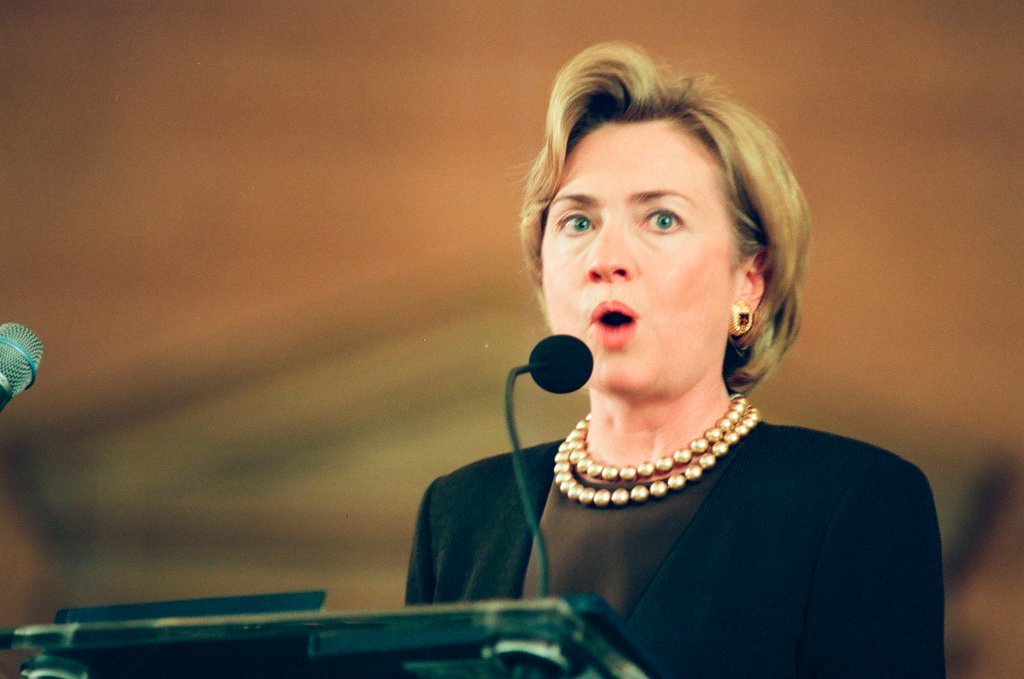 Hillary Clinton and US Senator Carol Moseley-Braun - Chicago Sun-Times