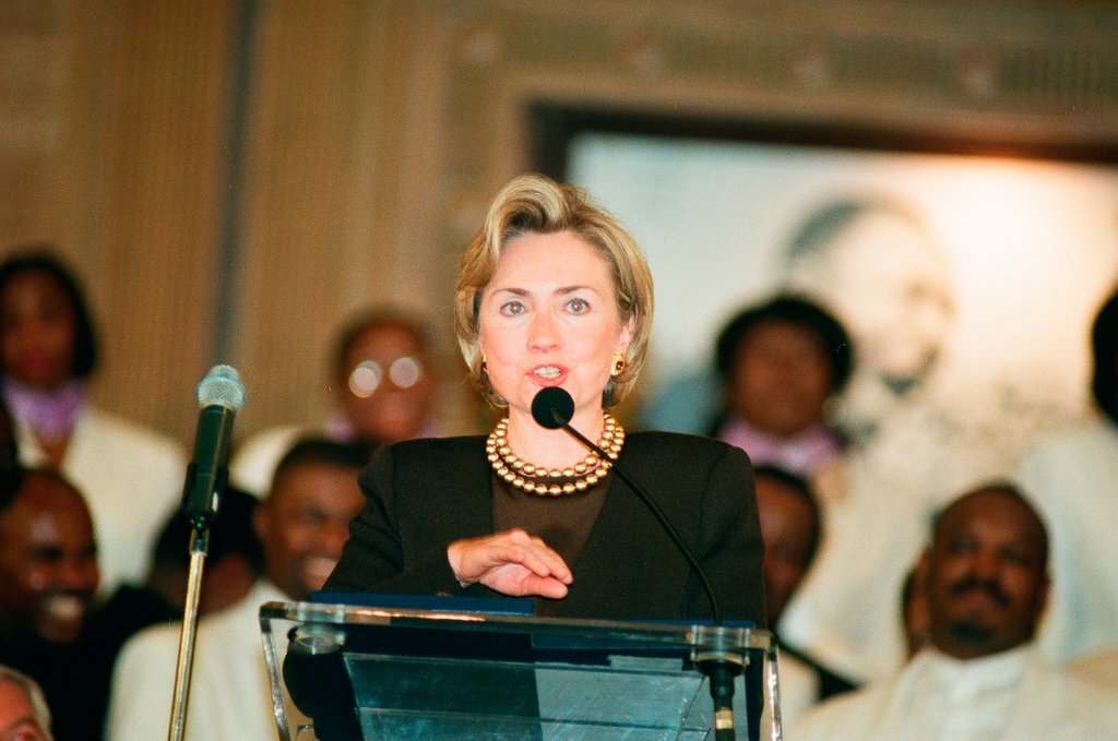 Hillary Clinton and US Senator Carol Moseley-Braun - Chicago Sun-Times