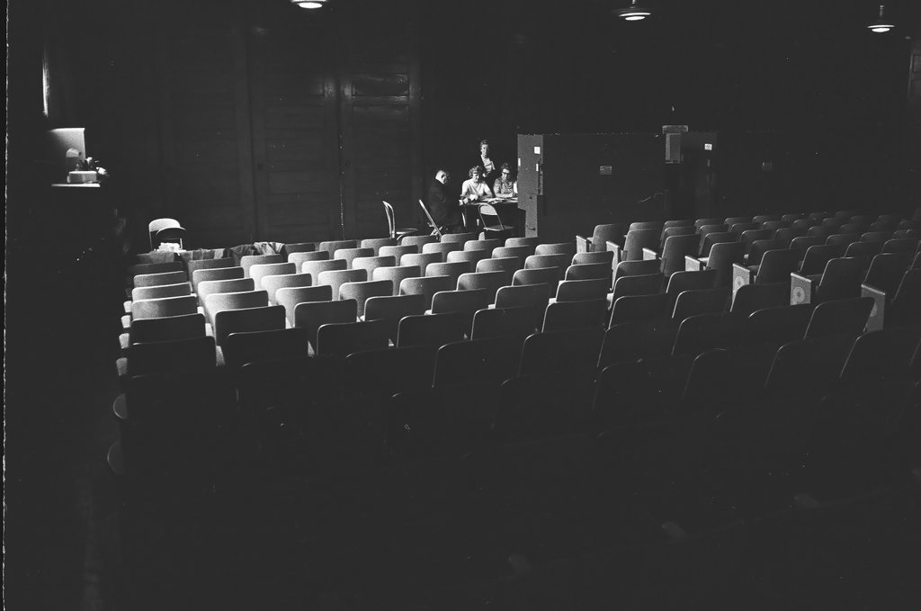 School auditorium prepared as election polling place - Chicago Sun-Times