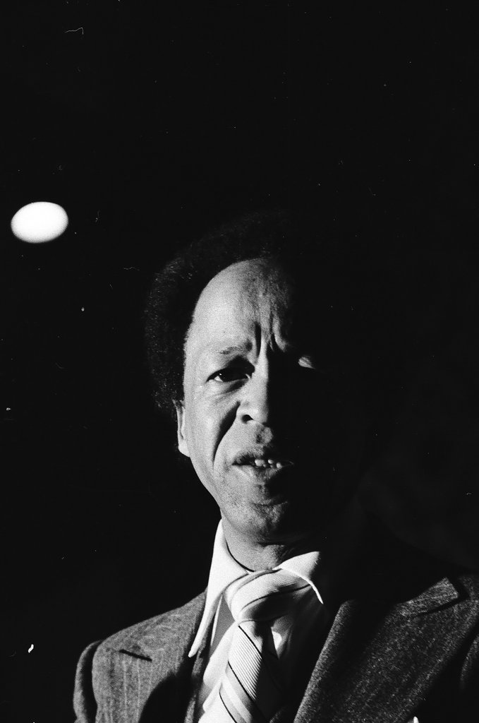 Harold Washington and others at a press conference regarding mayoral election - Chicago Sun-Times