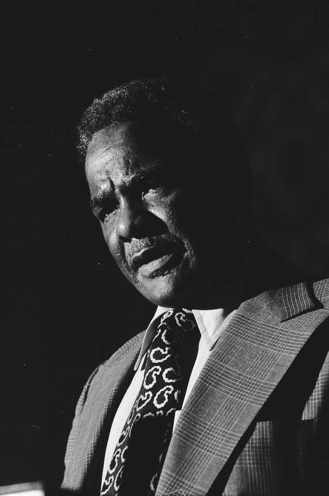 Harold Washington and others at a press conference regarding mayoral election - Chicago Sun-Times