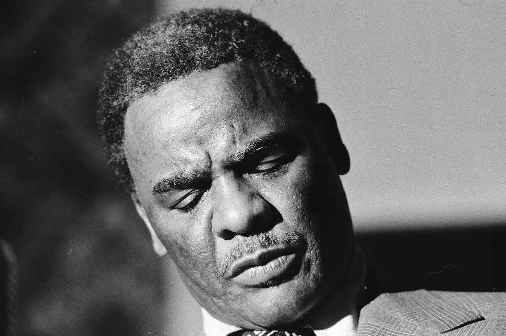 Harold Washington and others at a press conference regarding mayoral election - Chicago Sun-Times