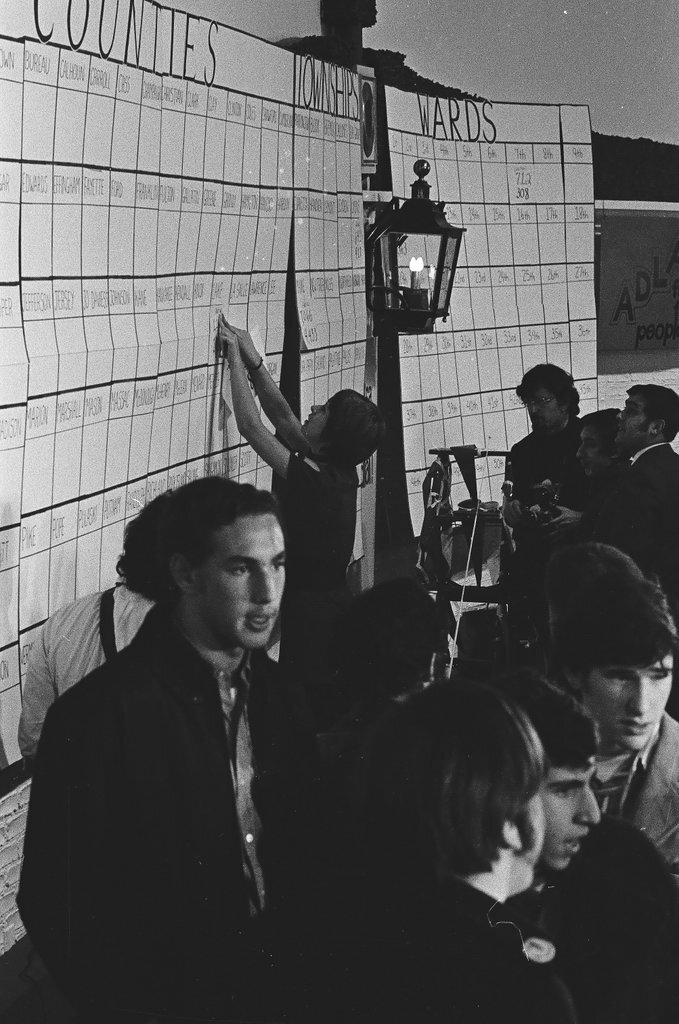 Adlai Stevenson III and others at the Sherman House Hotel on election night - Chicago Sun-Times