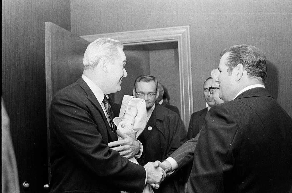 Adlai Stevenson III and others at the Sherman House Hotel on election night - Chicago Sun-Times