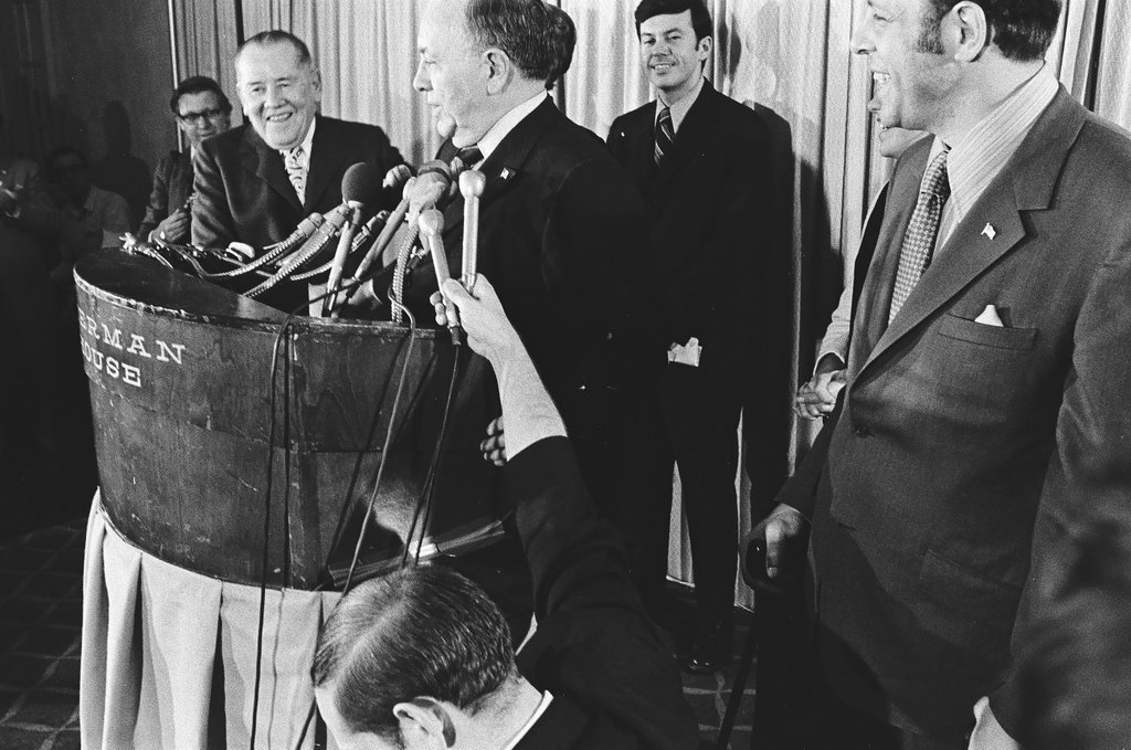 Adlai Stevenson III and others at the Sherman House Hotel on election night - Chicago Sun-Times