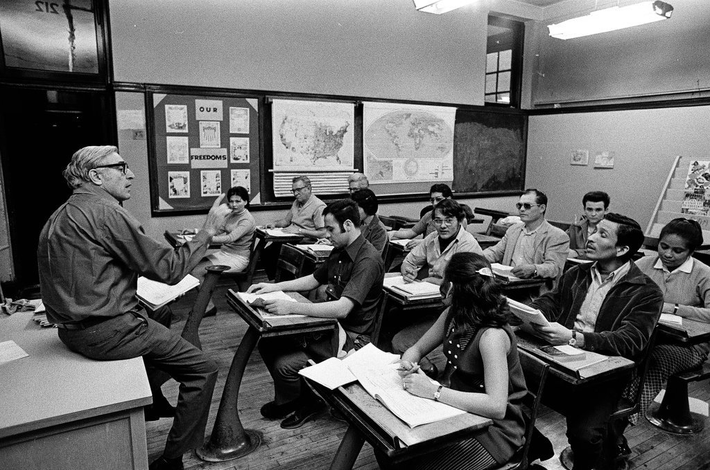 Americanization class for adults at Waller High School - Chicago Sun-Times